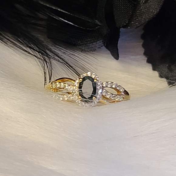 NWT Teal Grandidierite & Zircon Gold Ring Size 9 - Picture 10 of 14